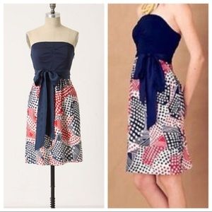 Odille red white and blue strapless dress